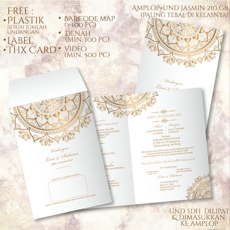 Undangan Pernikahan dengan amplop kode motif muslim