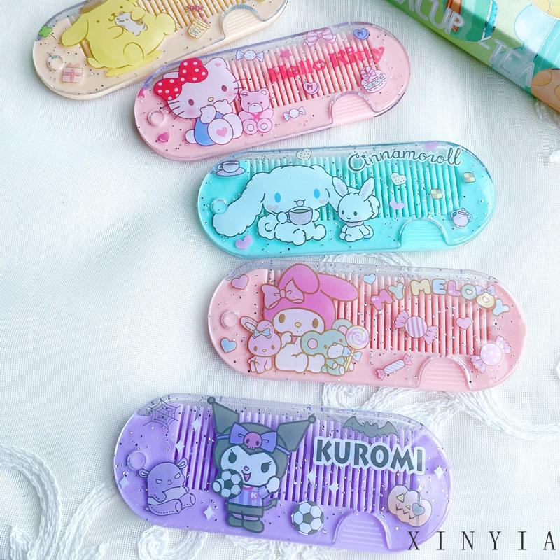 Xia.id Sisir Lipat Portable Desain Kartun Hello Kitty Melody Cinnamoroll Bahan Plastik