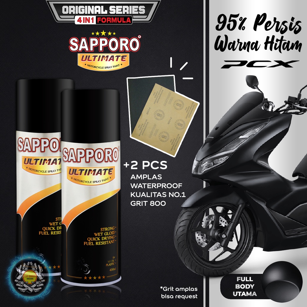 PAKET HITAM DOFF PCX SAPPORO ULTIMATE 4 IN 1 OH01 GLORIOUS MATTE BLACK HONDA ORIGINAL CAT SEMPROT 40
