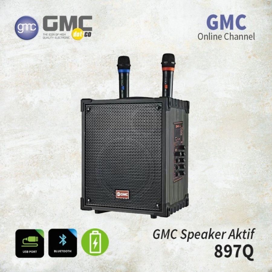 Speaker Portable Bluetooth GMC 899Q 899 Q Bonus 2 Mic Wireless Speaker Gitar Karaoke Amplimeeting