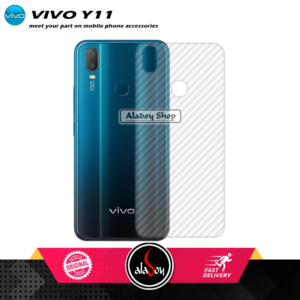 PAKET 2 IN 1 Tempered Glass Layar Vivo Y11 + Skin Carbon Film 3D