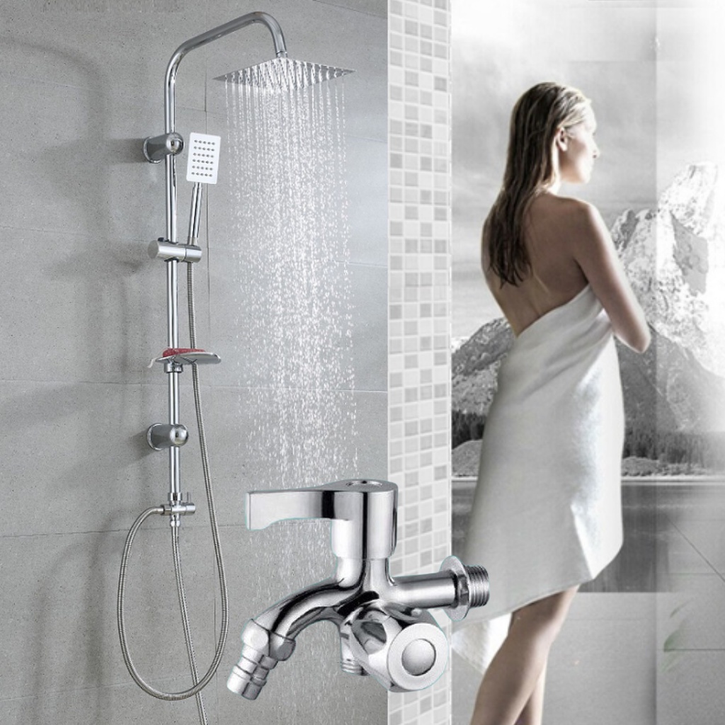 Shower Tiang Set Stainless Steel - Shower Coloum Mandi Plus Kran Cabang Air Dingin saja