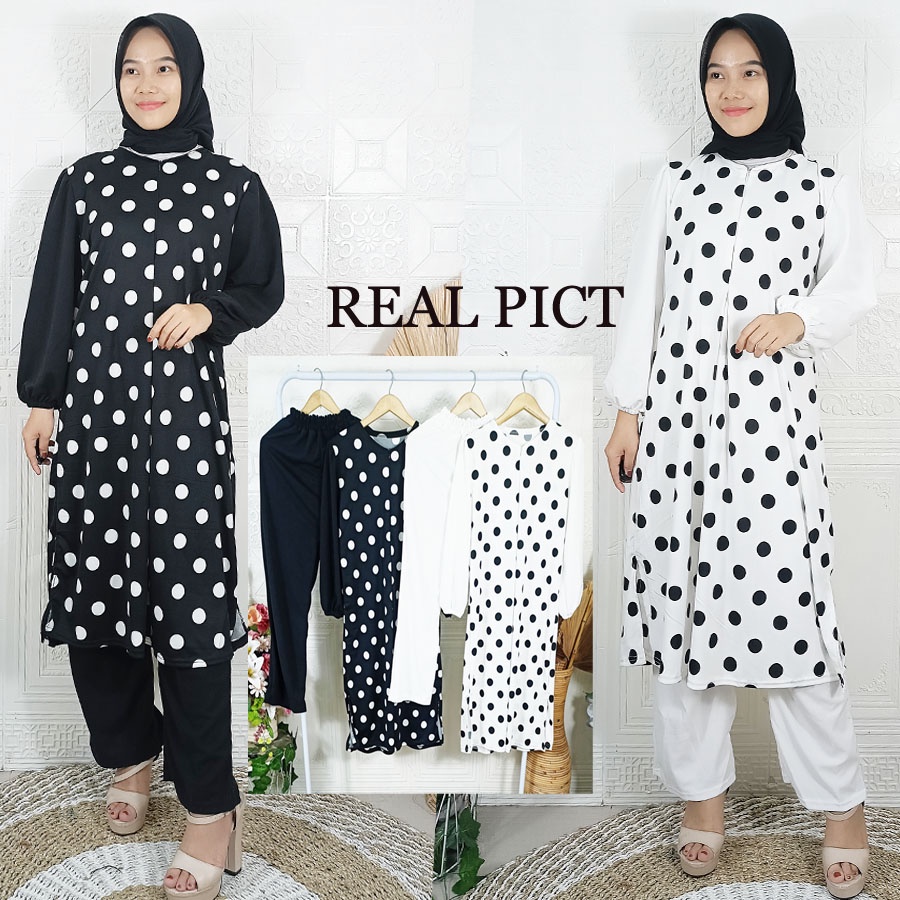 WURY SET POLKA BUSUI FRIENDLY SETELAN TUNIK DAN CELANA CARLINA