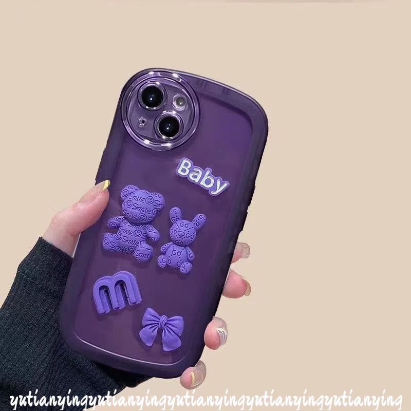 Soft Case TPU Kartun Beruang Ungu 3D Cover Realme C15 C25 C12 C31 C11 C35 C25s C25Y C20 C20A C11 2021y Realme 9i 6i 5i 5s C3 C1