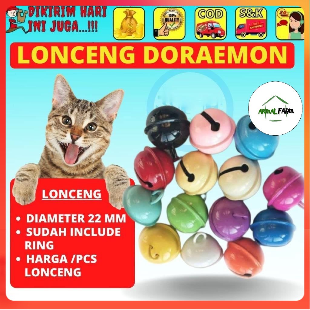 Lonceng Ufo Bulat Aksesoris Liontin Kalung Kucing Hewan Anjing Kelinci Mata Bulat Besar Doraemon