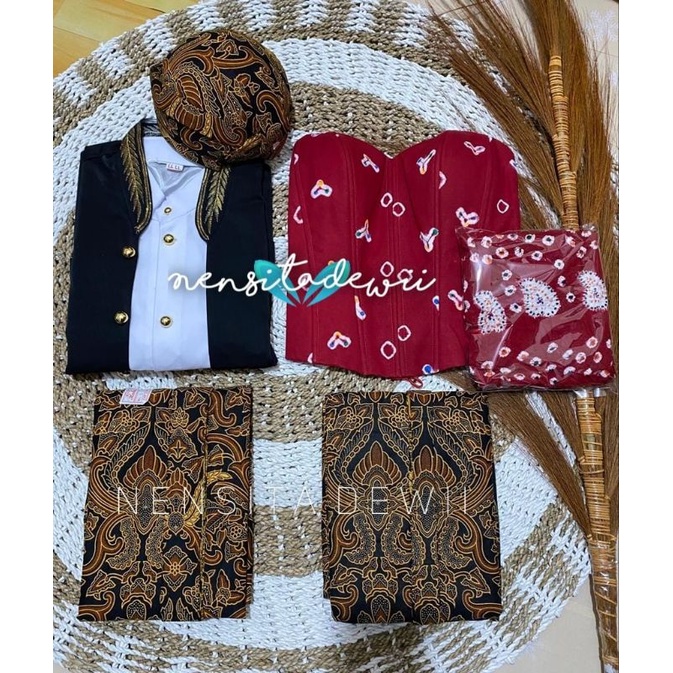 Set Baju Prewed - Basahan / Baju Couple Adat Jawa, Motif Jumputan