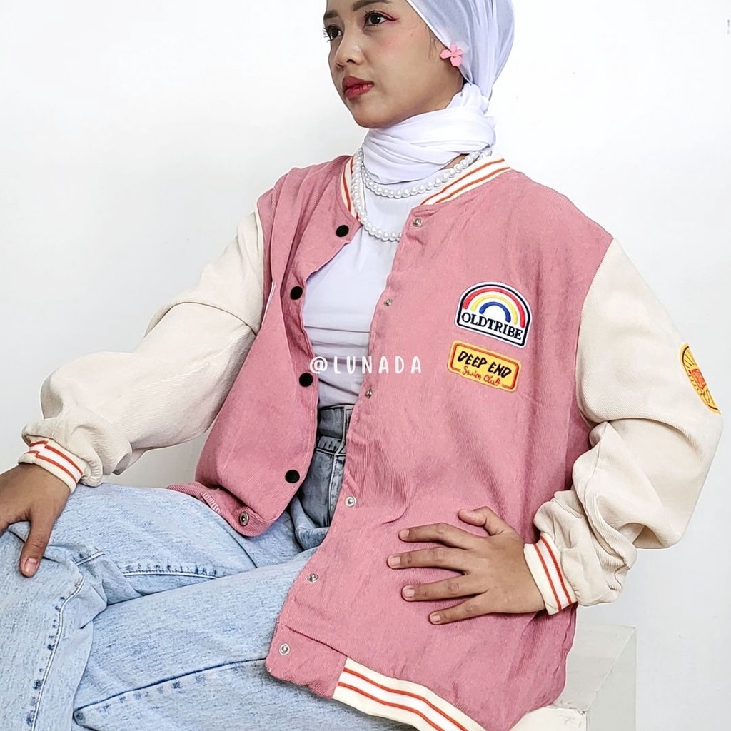 VARSITY CORDUROY JAKET WANITA - OUTER VARSITY IMPORT - VARSITY TANGAN PANJANG