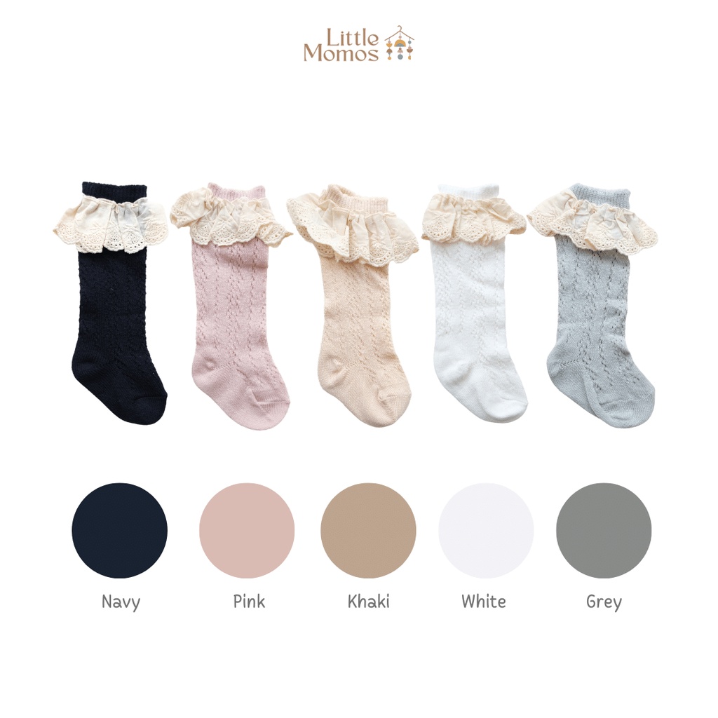 Little Momos Kaos Kaki Panjang Anak Bayi Renda 0-1 Tahun / Kaos Kaki Lace Anak Bayi Perempuan