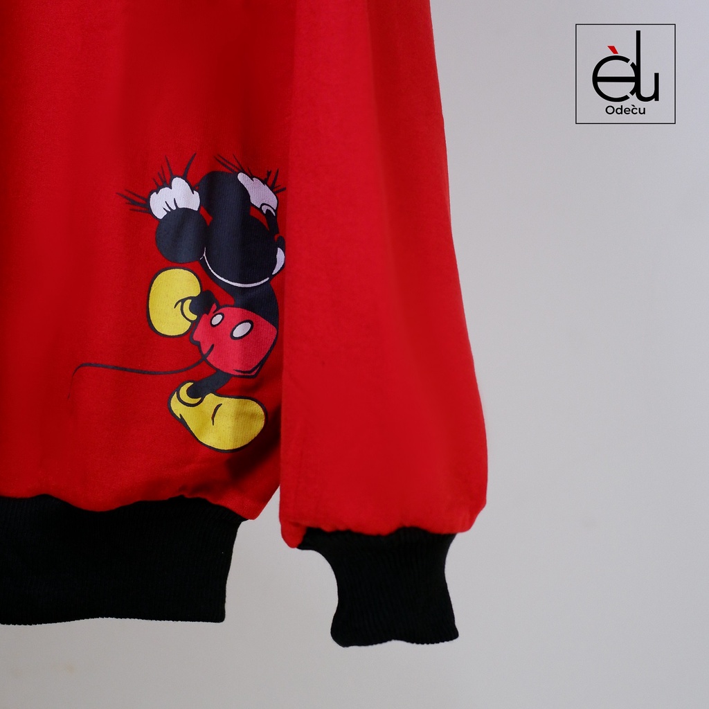 ODECU CREWNECK RED MICKEY SWEATER OVERSIZE WANITA PRIA