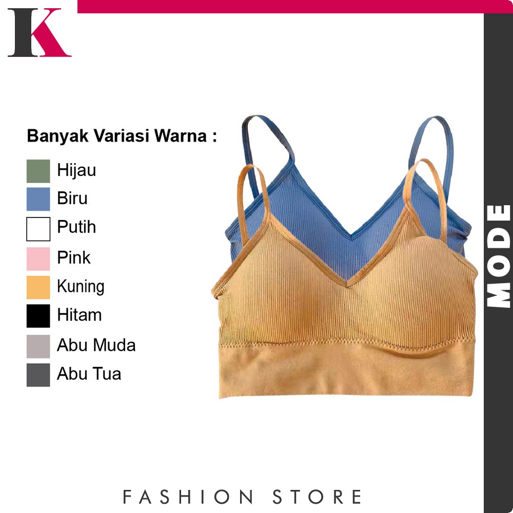 Bra Crop Top Wanita Model Tali Silang Belakang Motif Polos / BH Wanita Pakaian Dalam Simple