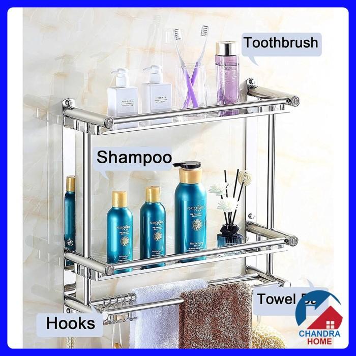 Rak Gantung Kamar Mandi 3 Susun / Rak Handuk Tempel Stainless Steel