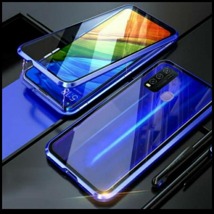 Double Glass Case Magnet Vivo Y30I / Y30 Magnetic Depan,Belakang Kaca