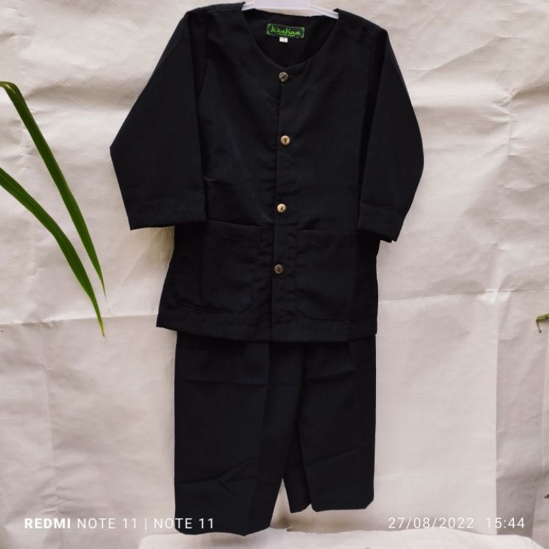 Jual Stelan baju pangsi anak TK&SD/baju pangsi sunda hitam polos