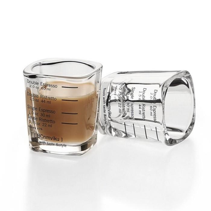 Gelas Espresso Shot Glass 2 Oz Persegi / Gelas Ukur Kopi Persegi Sloki 2 Oz