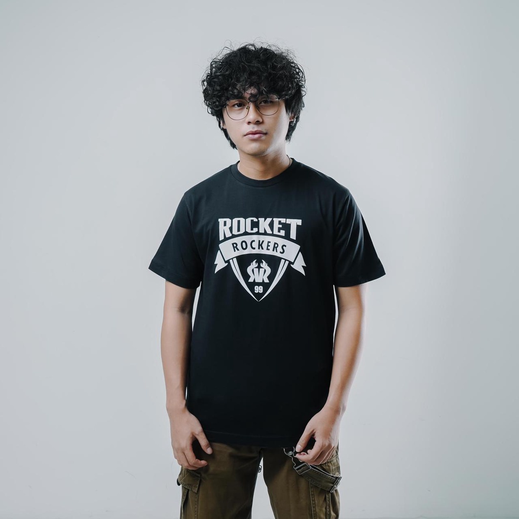 GVFI X Rocket Rockers T-Shirt Badge Black Kaos Hitam