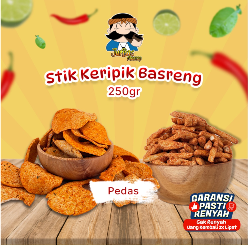 Keripik Stik Juragan Basreng Pedas 250gr Makanan Ringan