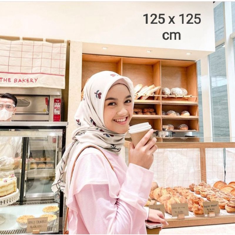 SALE HIJAB / SYARI TUTULIPAA PUTIH / COD / KERUDUNG VOAL MOTIF / SEGI EMPAT VOAL / JILBAB TERBARU / 
