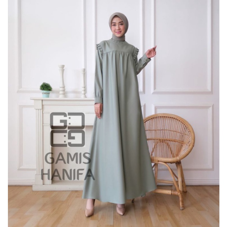 Gamis Hanifa Polos Terbaru Katun Toyobo Premium / Gamis Terbaru 2022 Kekinian Viral Dewasa / Gamis K