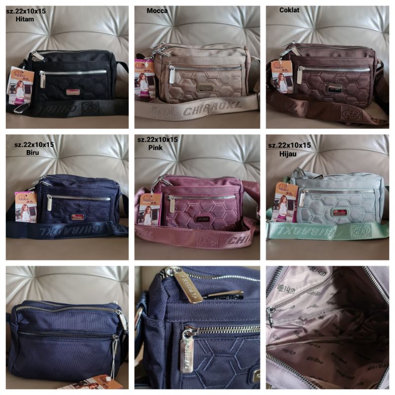 (BISA COD) Tas Slempang Chibao Original import 0071-22-77 Kanvas Tebal