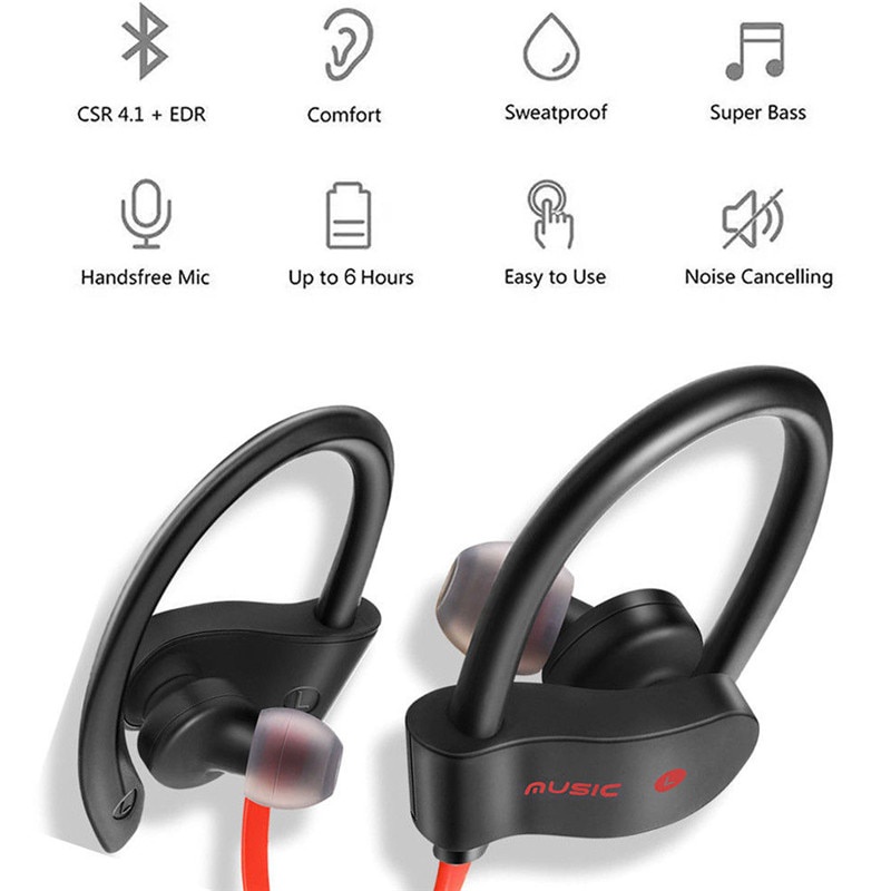 558 Bluetooth Earphone Earloop Earbud Stereo Bluetooth Headset Nirkabel Sport Earpiece Handsfree