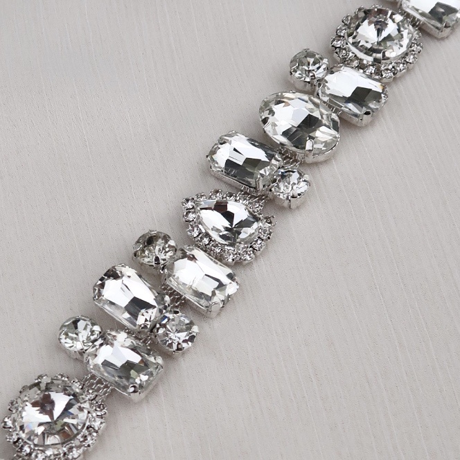 Payet Rangkai Megan | Kristal Swarovski Cantik Mewah Import Jahit Tempel Fancy Bridal Rhinestone | I