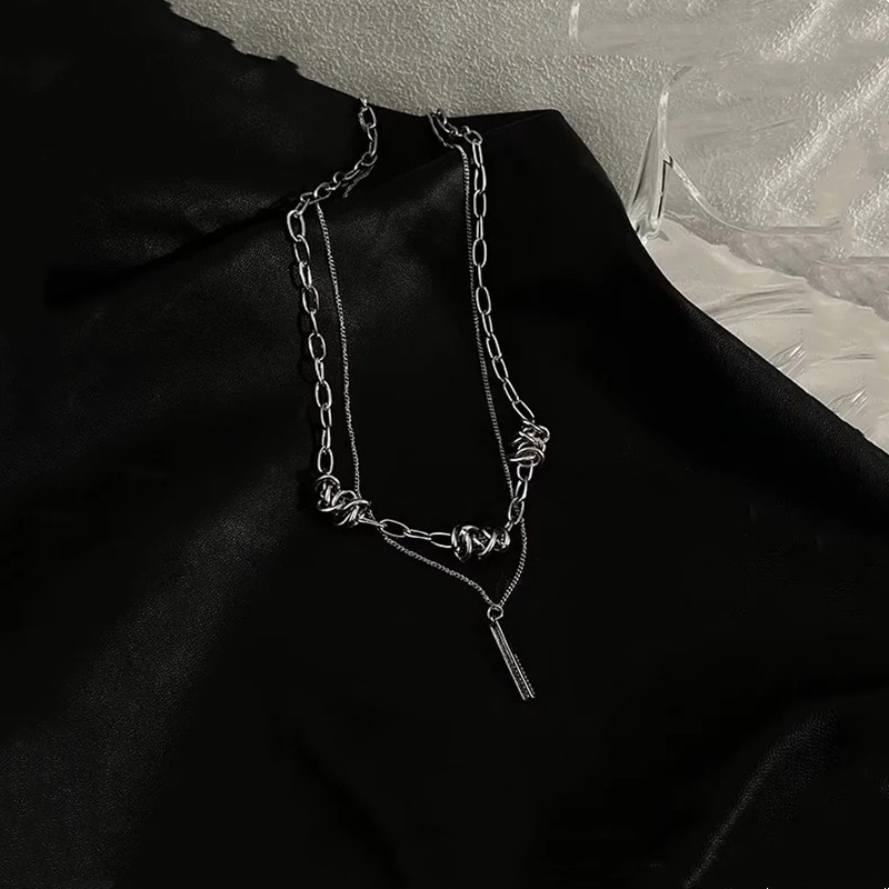 Kalung Rantai Klavikula Model Duri Ganda Pendek Untuk Aksesoris