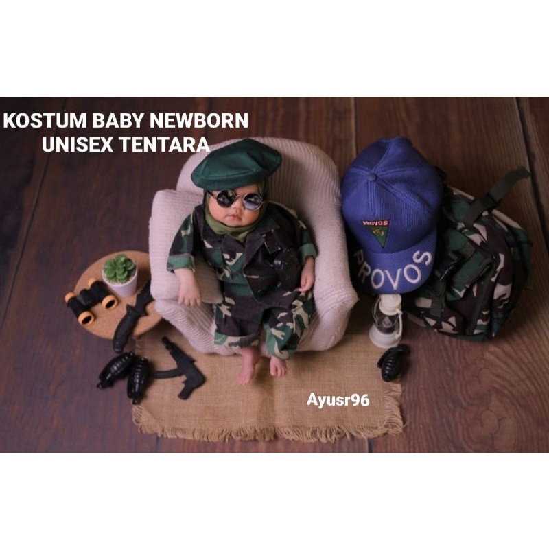 Kostum TNI kostum newborn baju TNI bayi properti foto newborn kostum tentara newborn