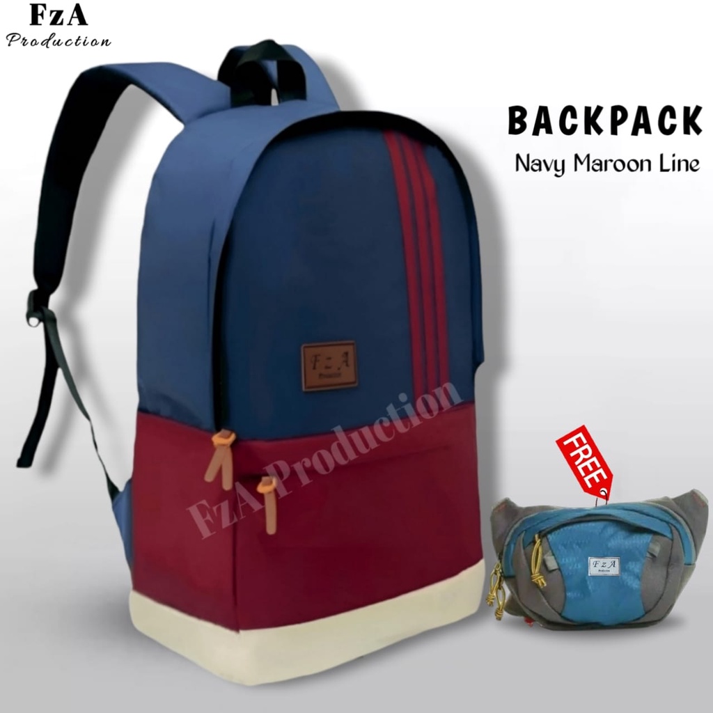 Tas Ransel Gendong Laptop Distro Sekolah Kuliah Pria Wanita Murah Original GRATIS Tas Slempang Waistbag