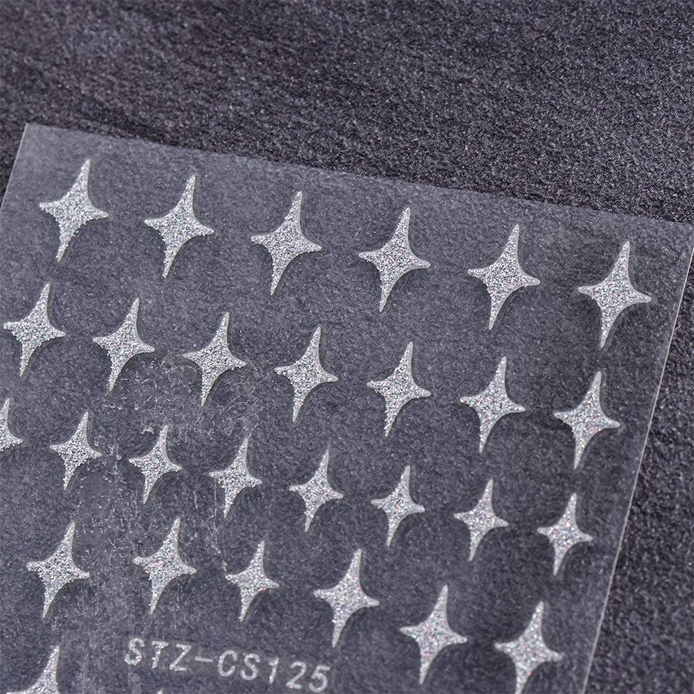 Mxbeauty Glitter Kuku Stiker Perak Bintang Laser Kartun Hewan Perekat Diri Mawar DIY Manicure Aksesoris Gadis Nail Art Dekorasi