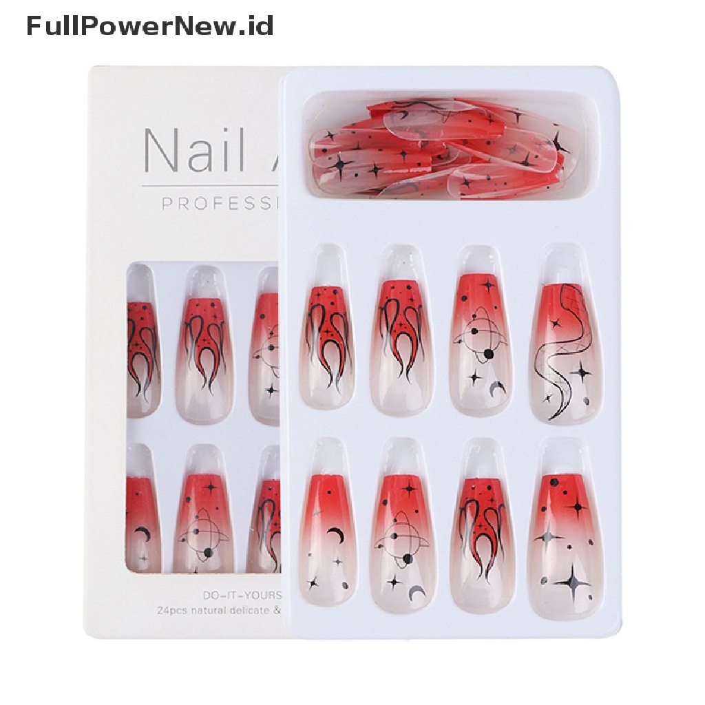 Power 24Pcs Kuku Palsu Panjang Model Ballerina