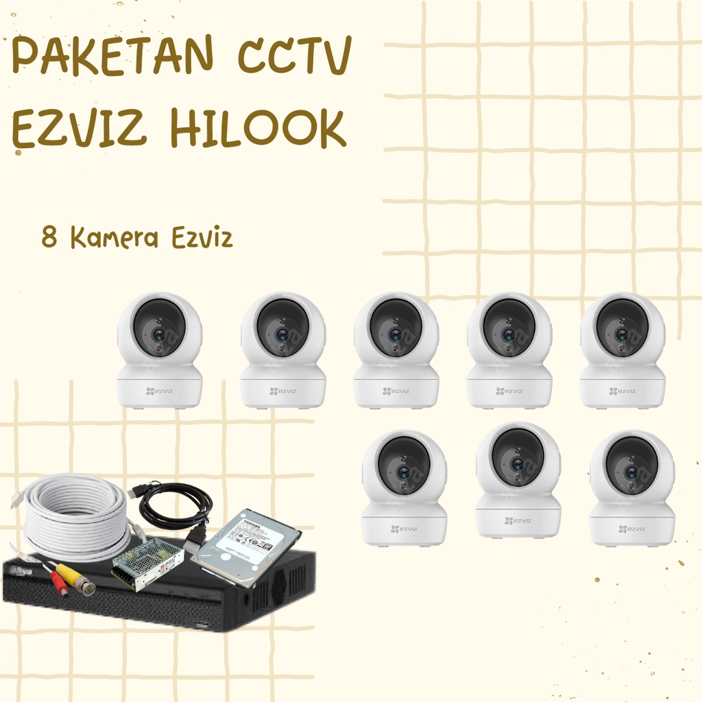 Pemasangan 8 titik CCTV IP Ezviz/ Instalasi CCTV JABODETABEK