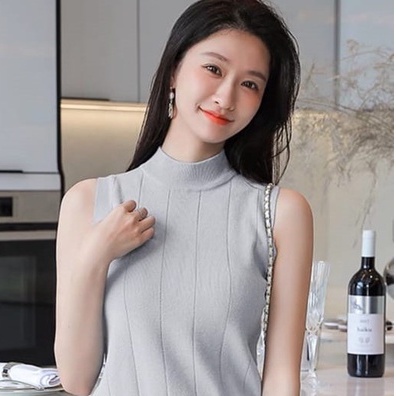 Celyne Turtleneck Wanita Tanktop Rajut Tengtop Impor Tank Top Import Blouse Korean Lalisa Style 4066