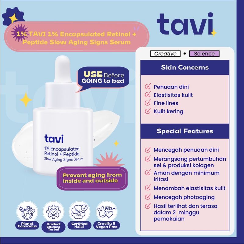 Tavi 1% Encapsulated Retinol + Peptide Slow Aging Signs SERUM 30ML