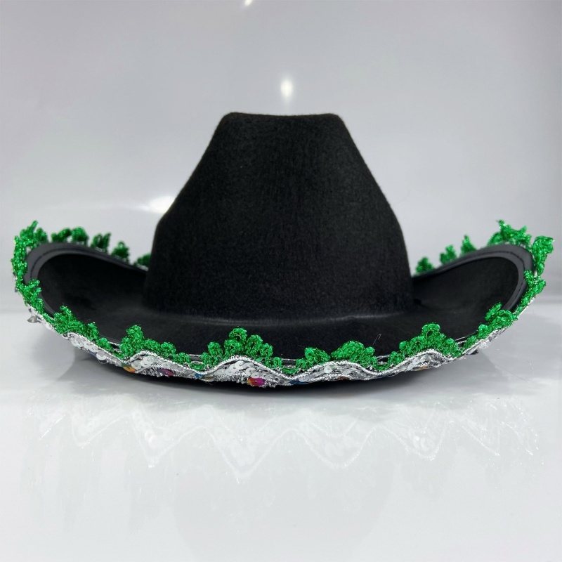 Topi Koboi Pria Dan Wanita Aksen Payet Gaya Vintage Untuk Pesta Natal