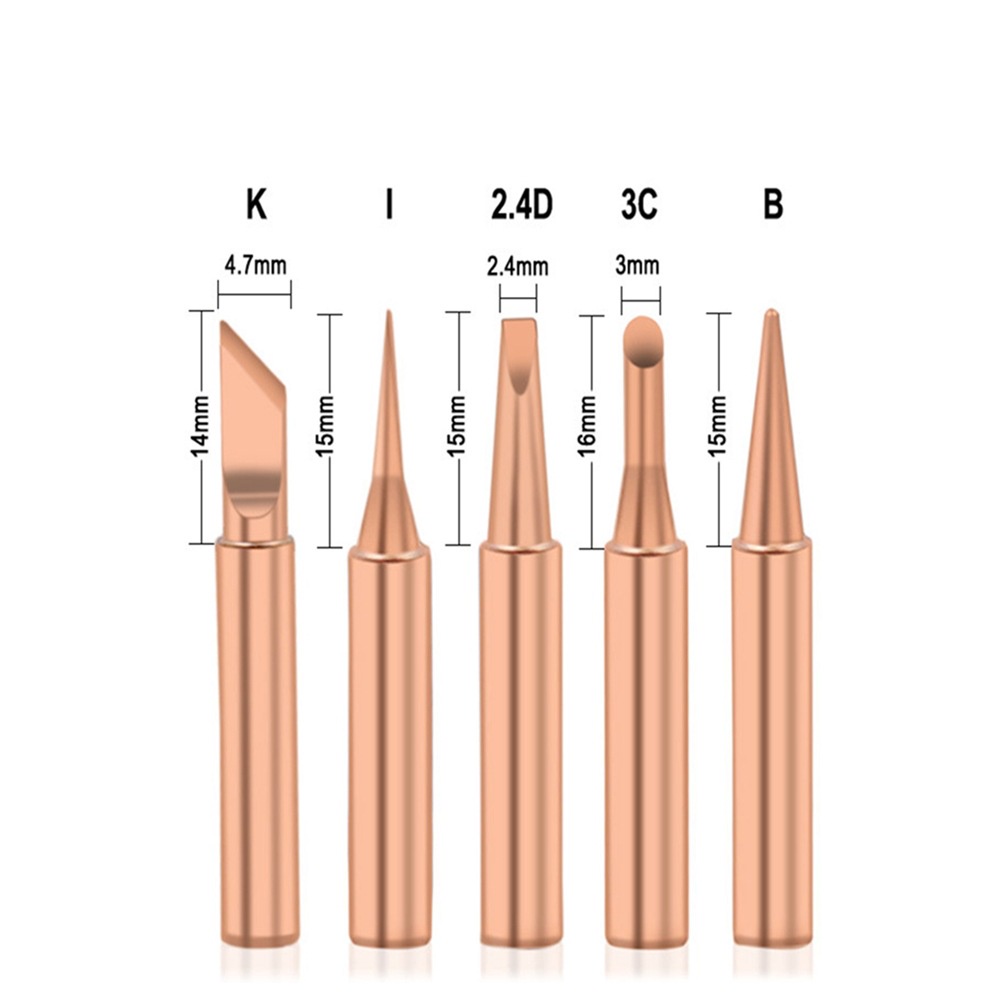 【5 PCS】Ujung Solder Logam Tembaga/Mata Solder Station Tembaga Murni/Mata Solder Tembaga