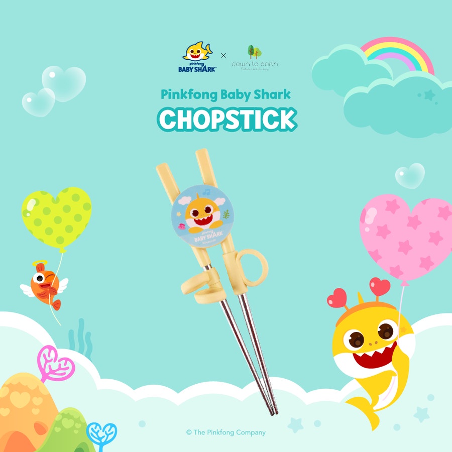 DOWN TO EARTH BABY SHARK STAINLESS STEEL CHOPSTICKS Sumpit Makan