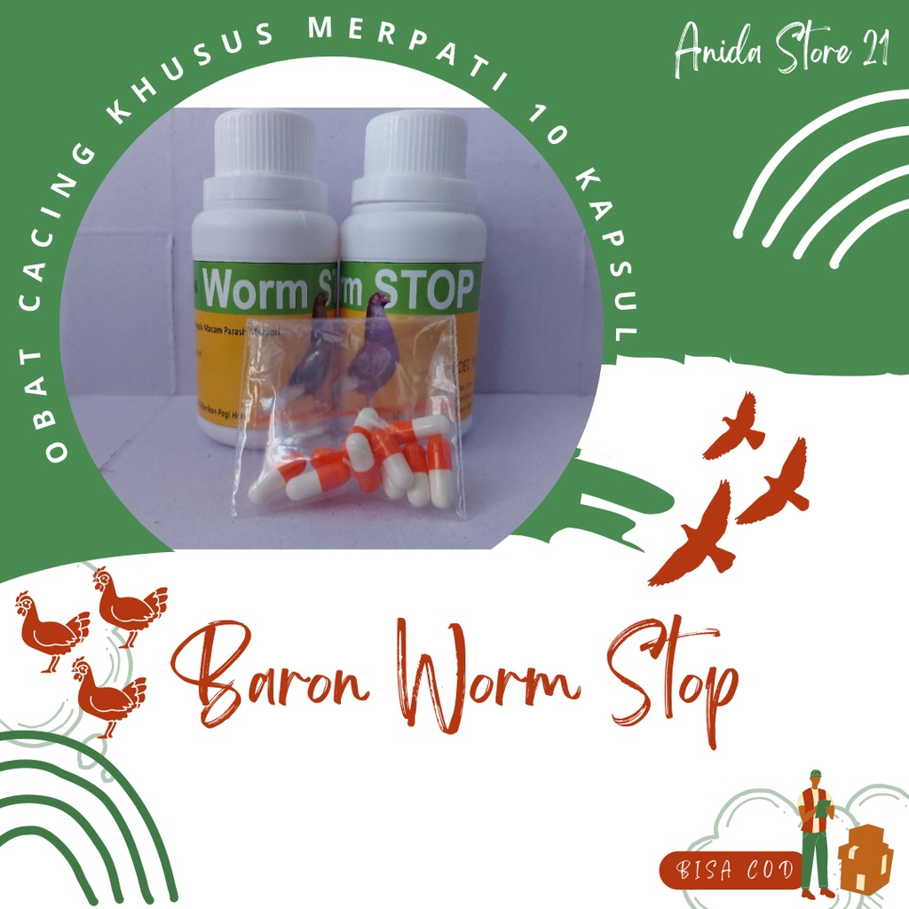 Baron Worm Stop Obat Cacing Khusus Merpati 10 kapsul