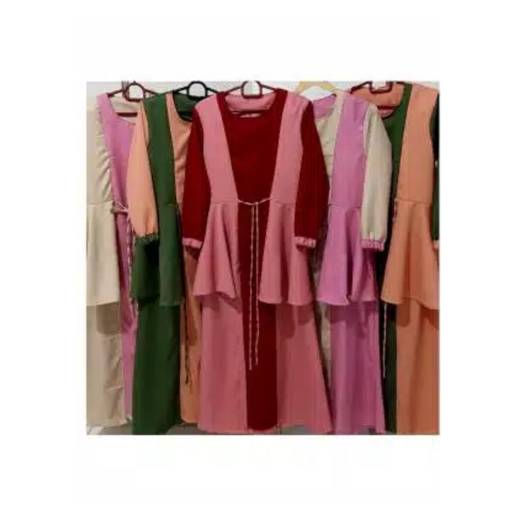 MOSCREPE POLOS / DRESS WANITA DEWASA / LD 100 KOMBINASI WARNA