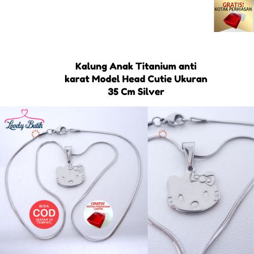 Lovelybutik - Kalung Titanium Anti Karat Cutie Head Kalung Anak Perempuan Ukuran 35 cm dan Liontin Titanium Head BONUS KOTAK PERHIASAN