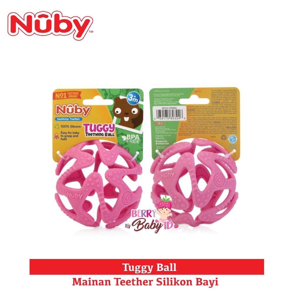 Nuby Tuggy Ball Baby Teether Silicone Gigitan Mainan Bola Bayi Silikon Berry Mart