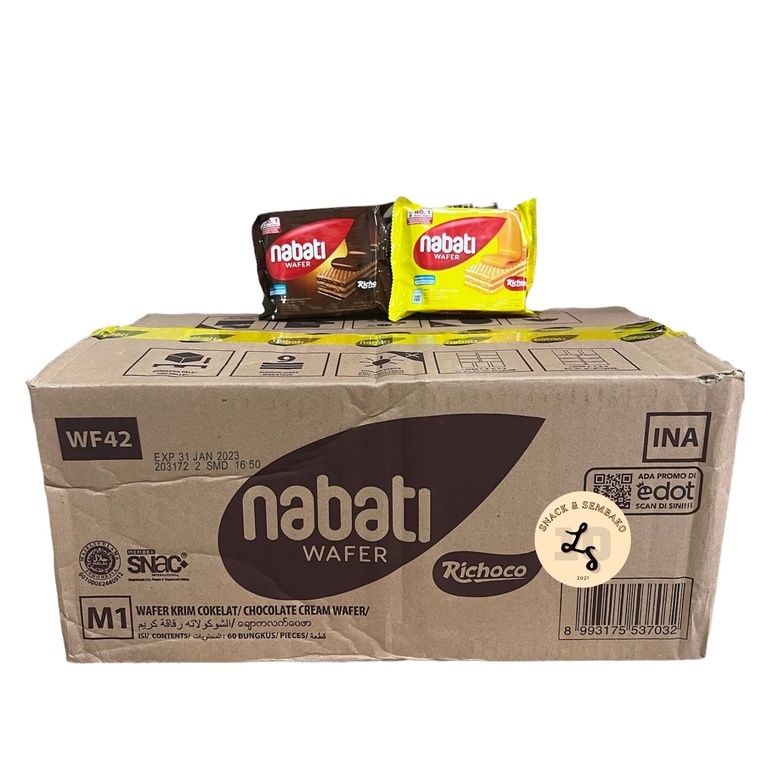 [1 DUS] Nabati Wafer 2000 Keju/Coklat Isi 80 Pcs @46gr