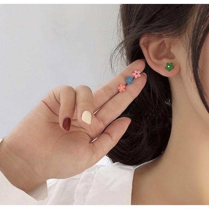 Ark.co - GARDEN Set earrings ( flower ; cubic ) anting bunga kubus geometrik