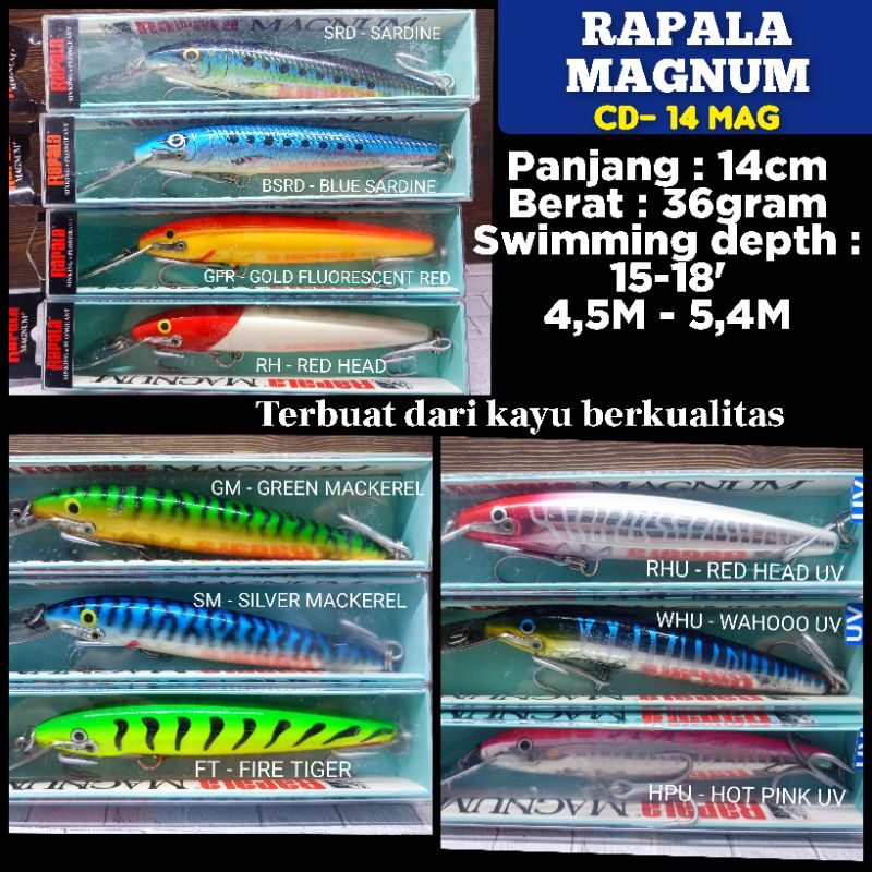 RAPALA MAGNUM CDMAG 14CM/36GR/SINKING/PLONGEANT HARD LURE MINNOW UMPAN IKAN UMPAN IKAN TENGGIRI UMPA