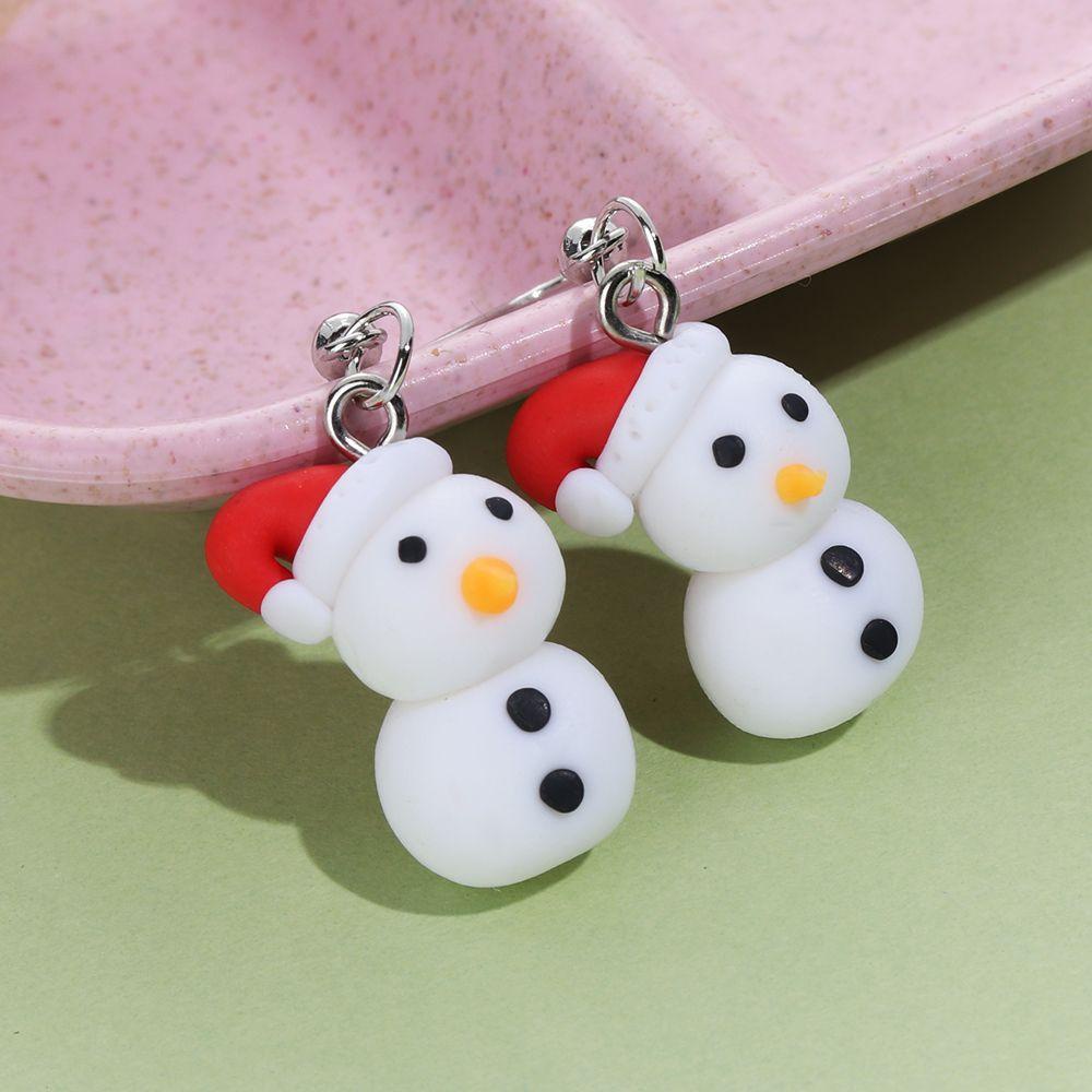 Nanas Anting Natal Wanita Hewan Menjuntai Kait Perhiasan Handmade Polymer Clay