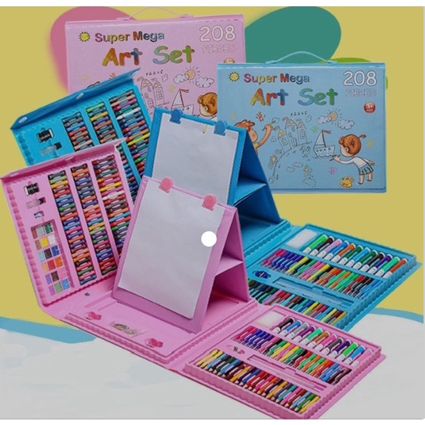KRAYON SET 208 PCS MEWARNAI ANAK ANAK KEKINIAN / CRAYON MEWARNAI ANAK 208 PCS / SET PENSIL WARNA 208PCS / ALAT MENGGAMBAR DAN MELUKIS ANAK / CRAYON CAT AIR ANAK ANAK