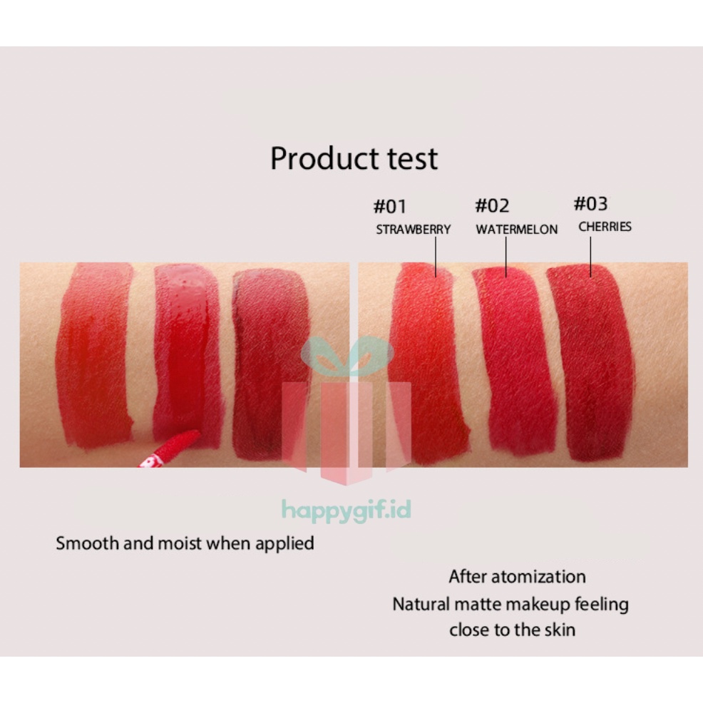 Lip Cream Matte 3 Warna Lipstick Cair Tahan Lama Anti Air Lip Tint Membuat Bibir Menjadi Pink Alami SA005