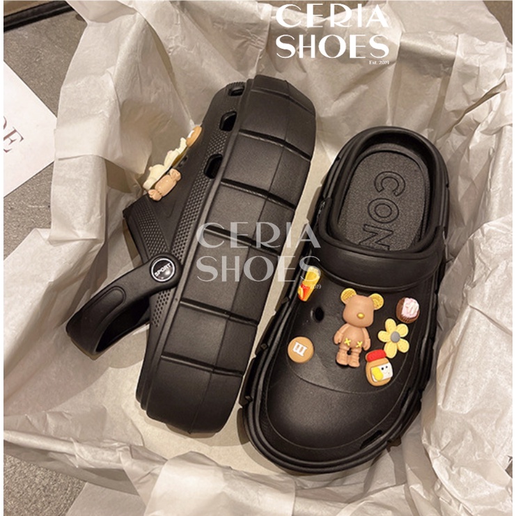 EVA Ringan Sandal Slop Wanita Import Clog Slip On Bangkok Rubber Spons Super Soft Anti Slip Empuk Accesoris Jibbitz Bear Slipper Summer 908-2
