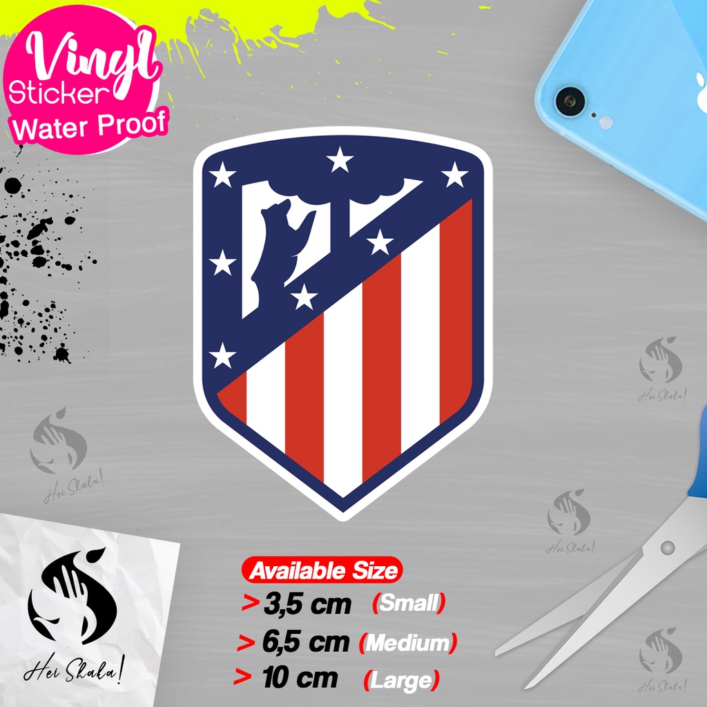 

Stiker Athletico Madrid Klub Sepak Bola Liga Spanyol Sticker Logo Satuan Bahan Anti Air