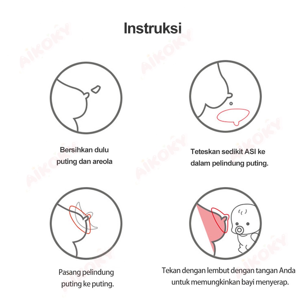 Aikoky Penyambung puting Bahan Silikon nipple shield melindungi gigitan bayi