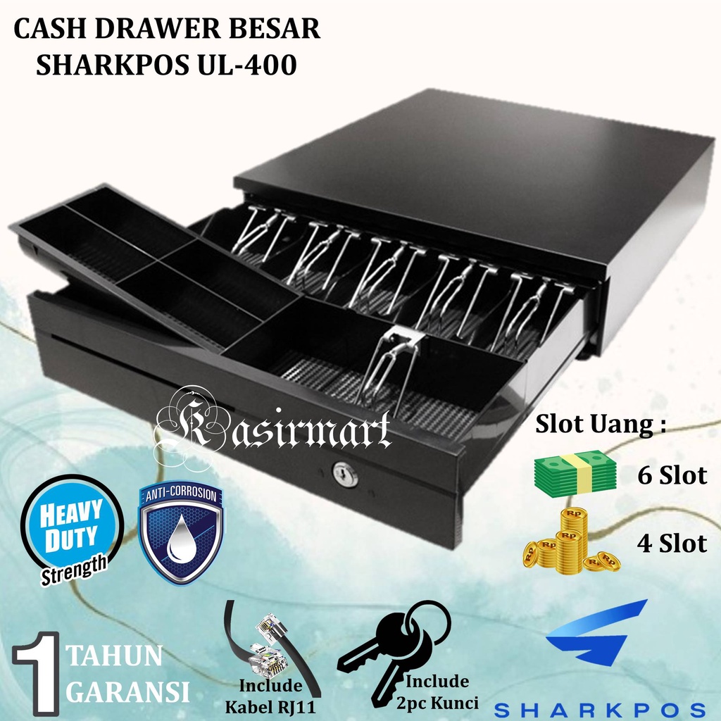 PAKET KASIR TOKO MINIMARKET - PRINTER LABEL STRUK THERMAL 80MM IPOS 4 CASH DRAWER 6 SLOT SUPPORT RJ11